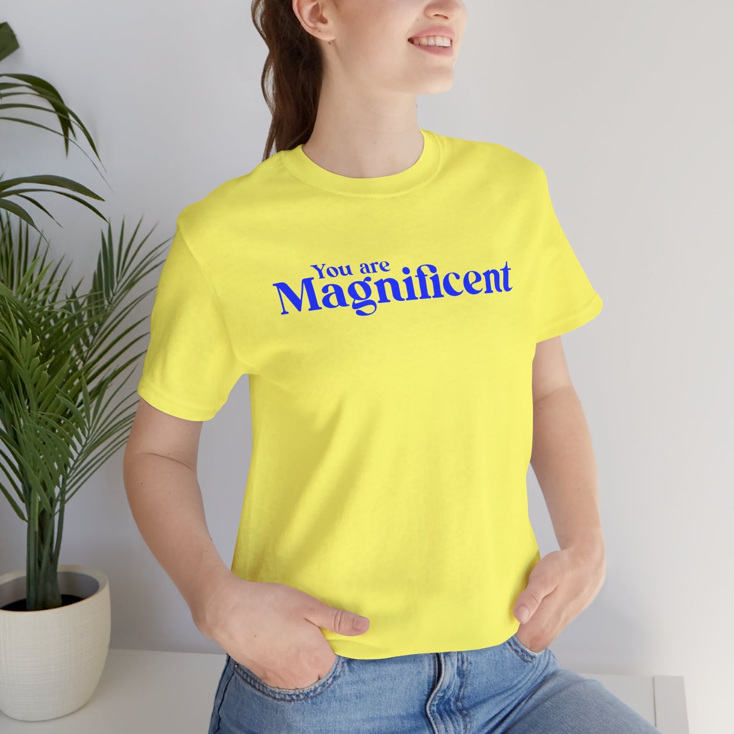 「You are Magnificent」 - 青文字 - ユニセックス 半袖 T シャツ