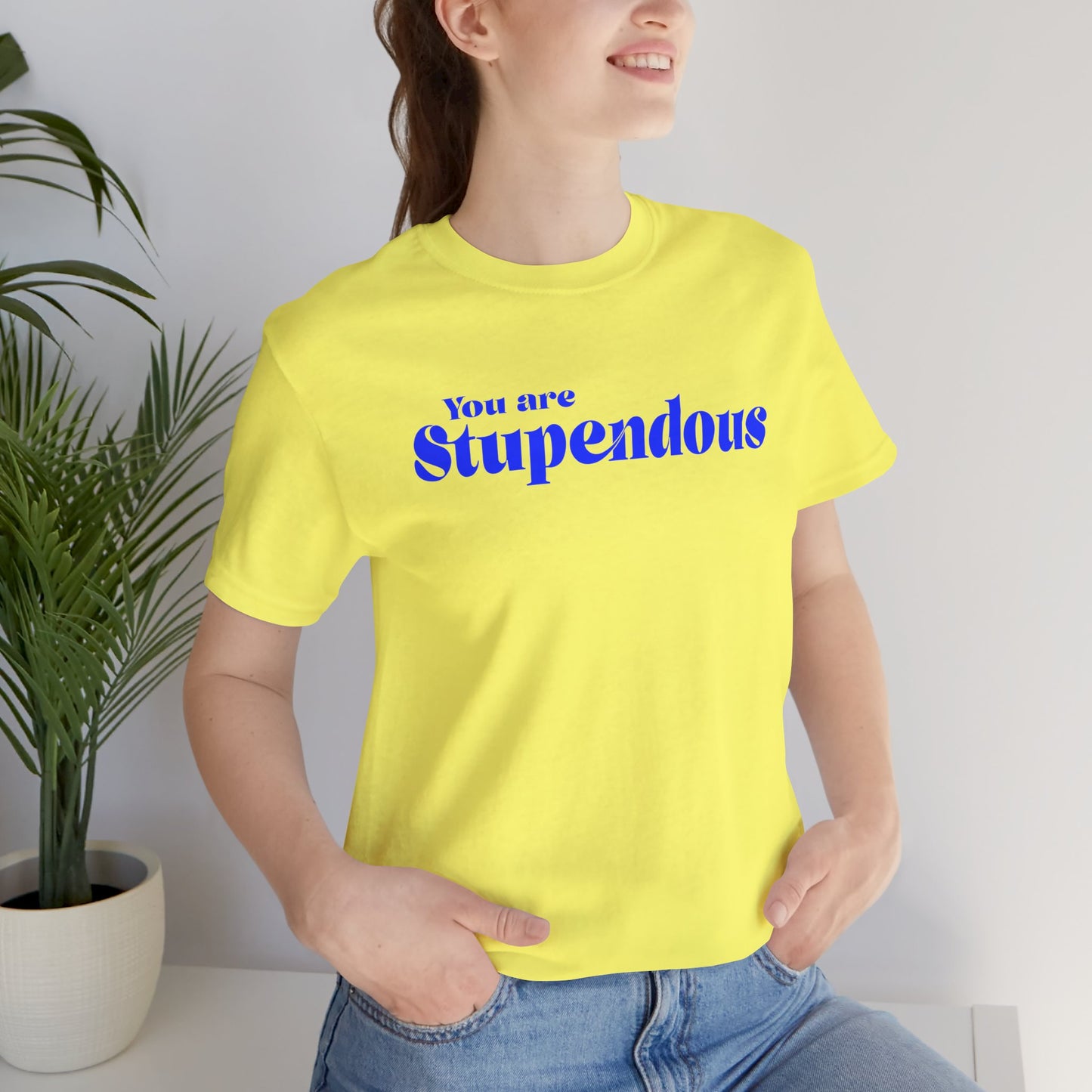 You are Stupendous - 青い文字 - ユニセックス 半袖 T シャツ