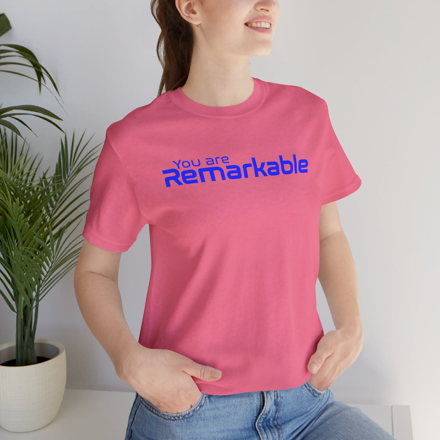 You are Remarkable - 青い文字 - ユニセックス 半袖 T シャツ