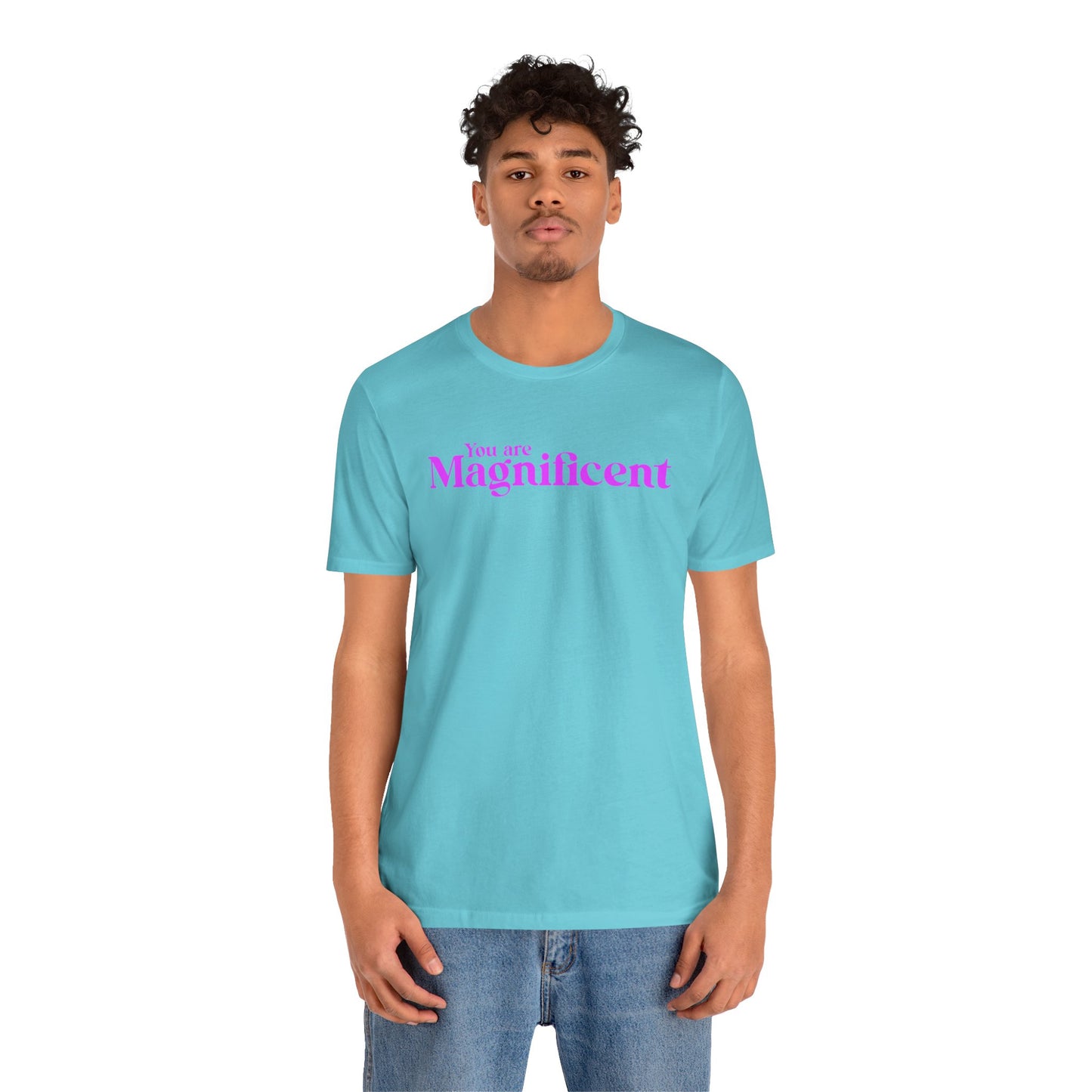 「You are Magnificent」 - ピンク文字 - ユニセックス 半袖Tシャツ