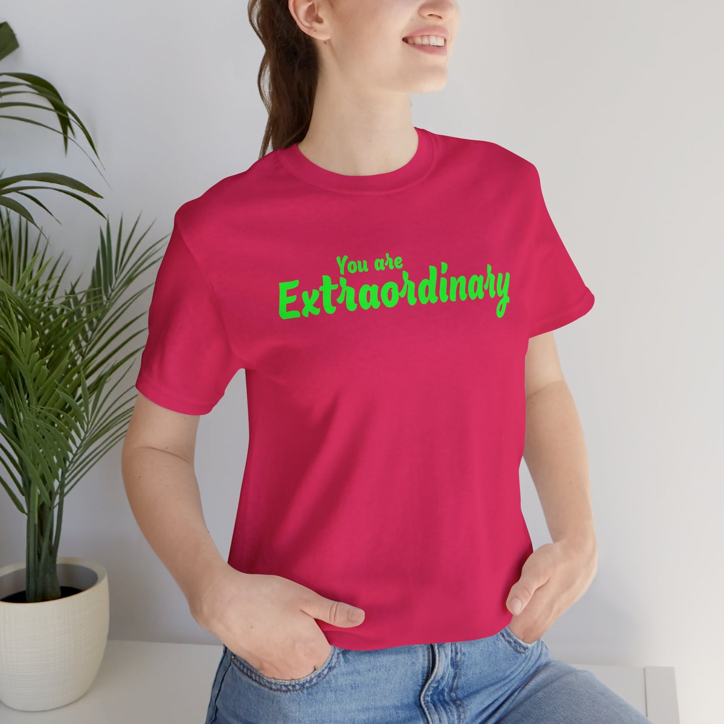 「You are Extraordinary」 - グリーンの文字 - ユニセックス 半袖 T シャツ