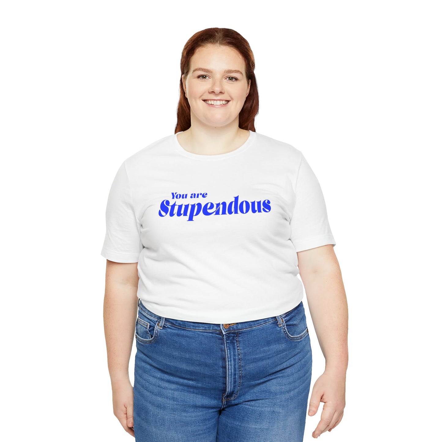 You are Stupendous - 青い文字 - ユニセックス 半袖 T シャツ